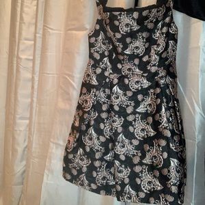 Floral metallic flare dress NWT